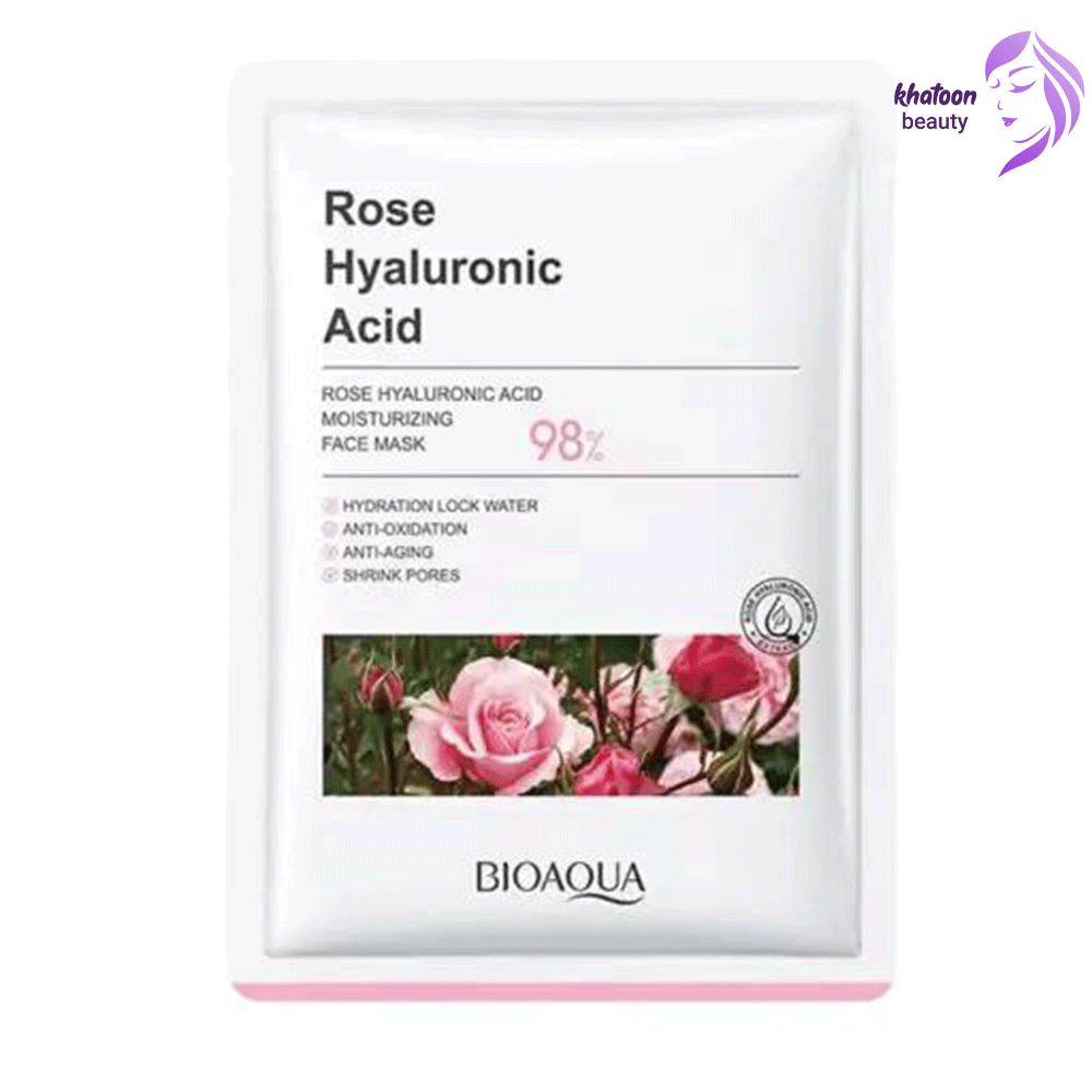خاتون-بیوتی-ماسک-ورقه-ای-گل-سرخ-بیوآکوا ماسک ورقه ای گل رز و هیالورونیک اسید بیوآکوا